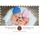 Brown Circle Date Twins Photo Birth Announcements Image 6 of 6